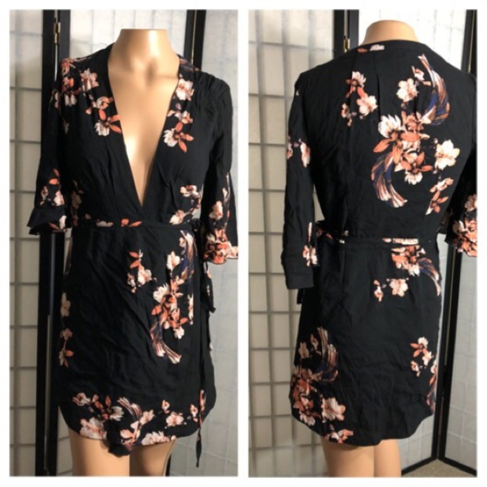 Free People Black Floral Mini Dress